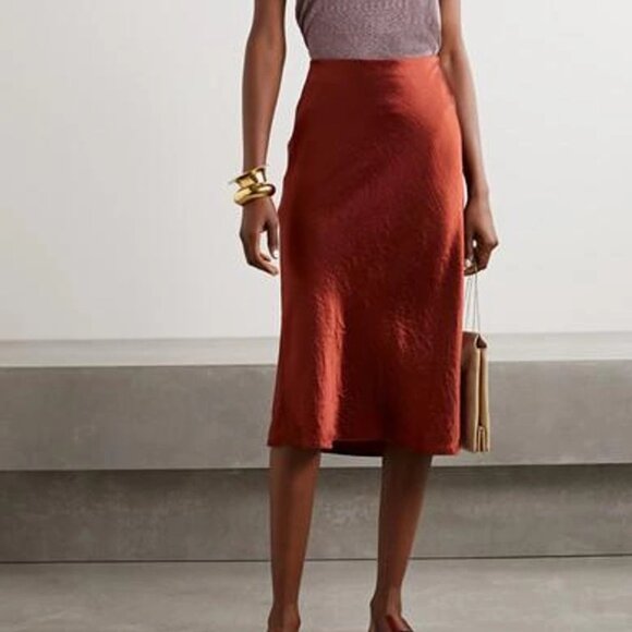 Vince Low-Waist Satin Midi Skirt NWT Size XS